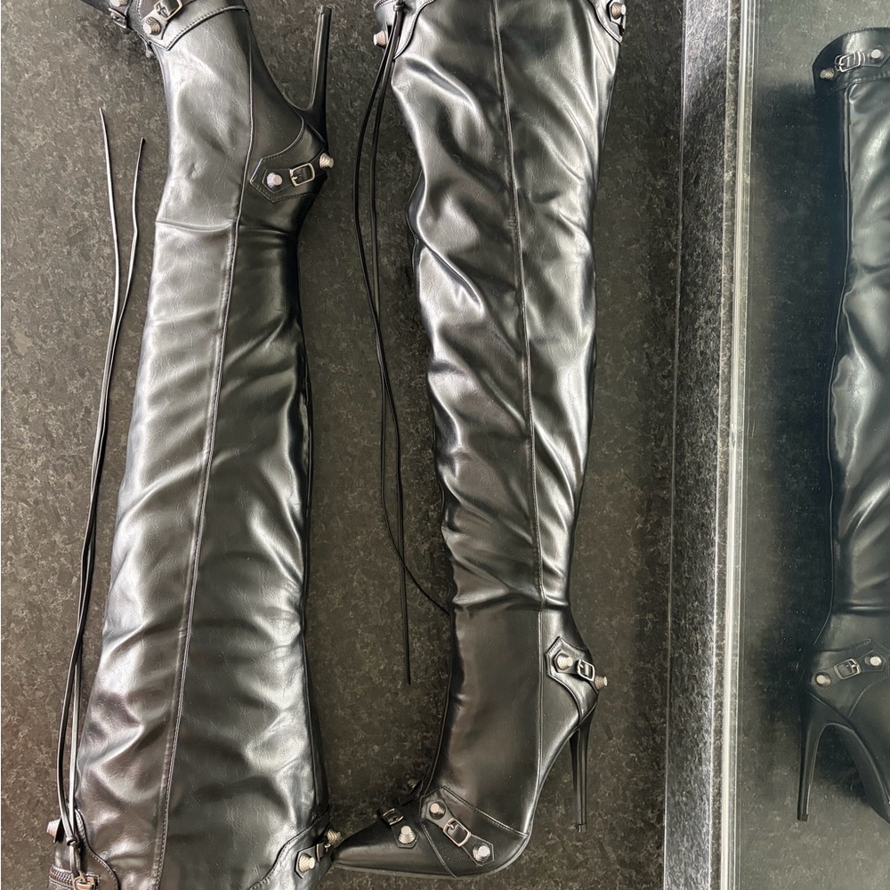 Black Over-the-Knee Stiletto Boots